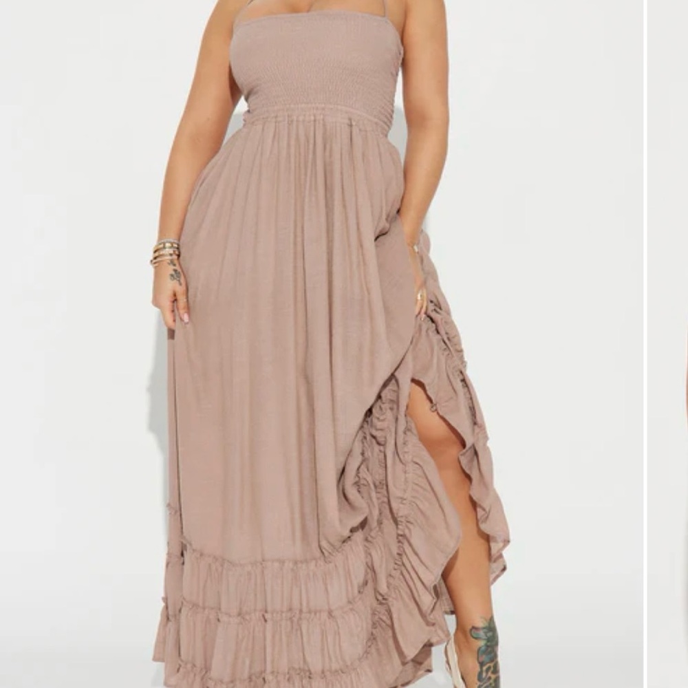 Fashion Nova Hayley Halter Strappy Back Maxi Dress in Mocha Size 2X